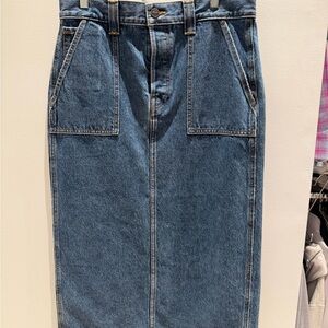 KHAITE Blue Denim Genevieve Skirt